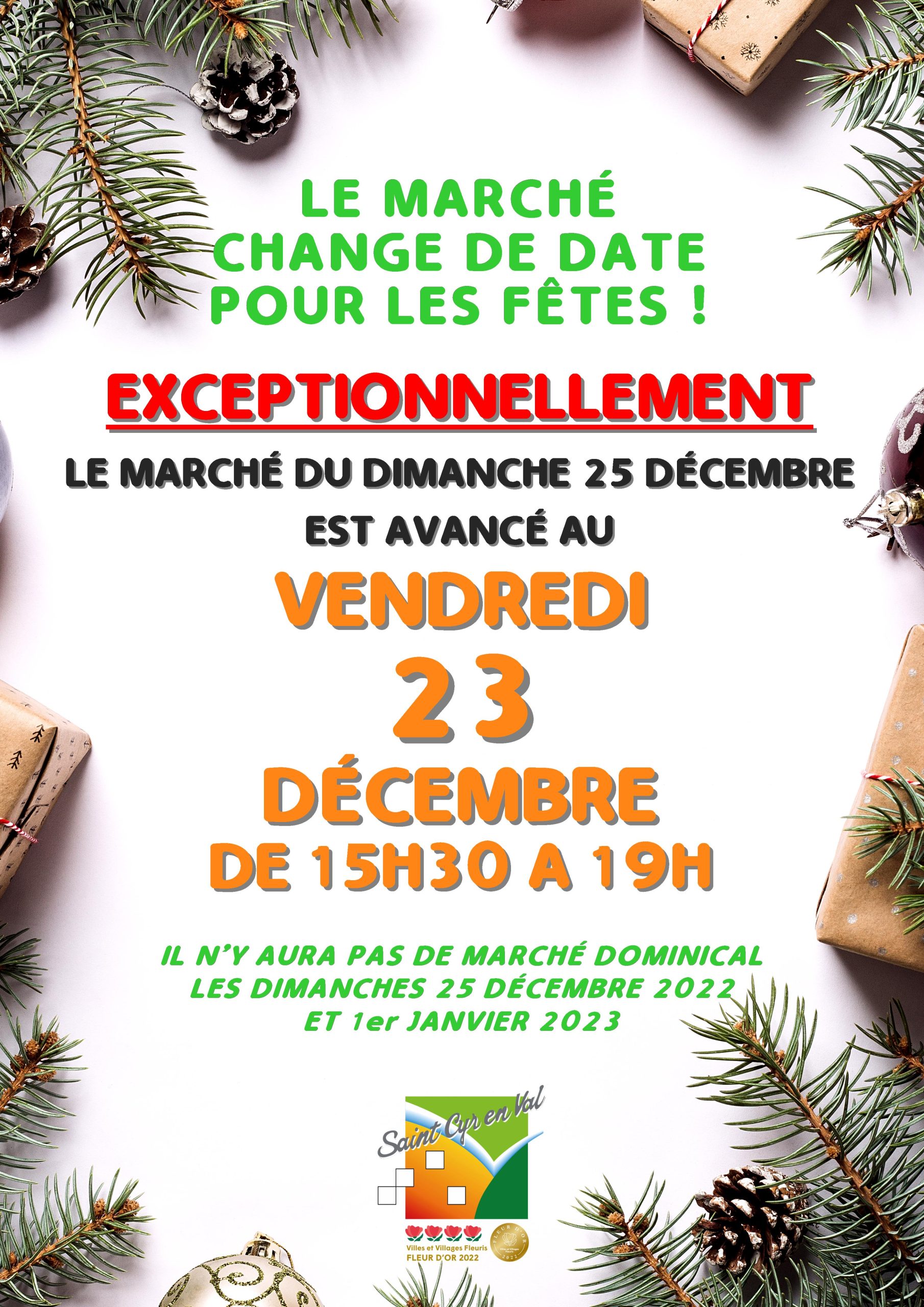 Marche De Noel Saint Cyr En Val Le marché change de date pour les fêtes ! - Saint-Cyr-en-Val